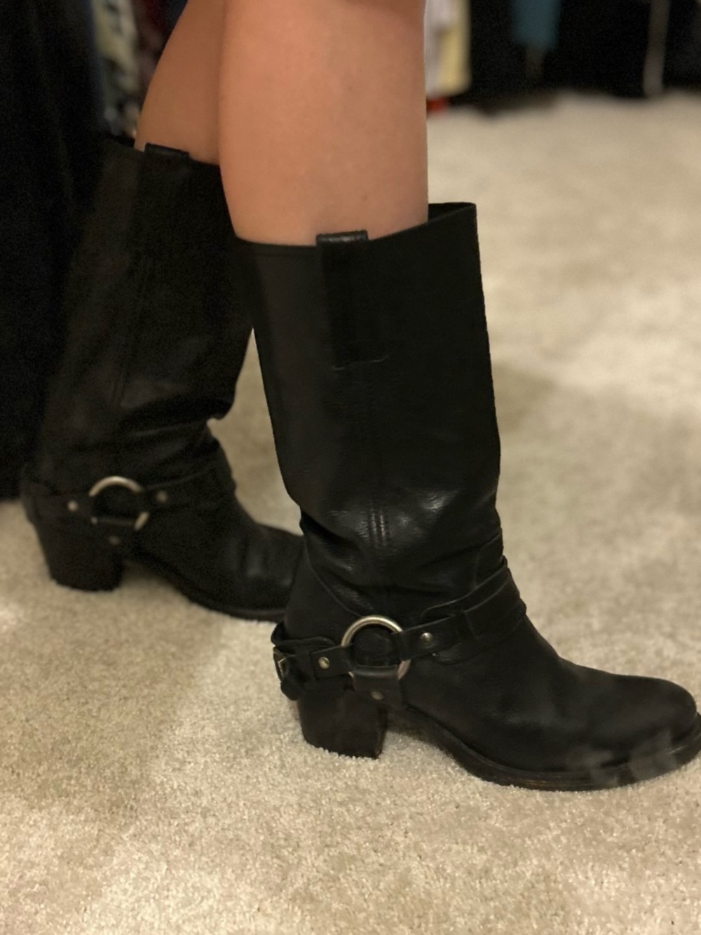 FRYE Black Leather Moto Boots